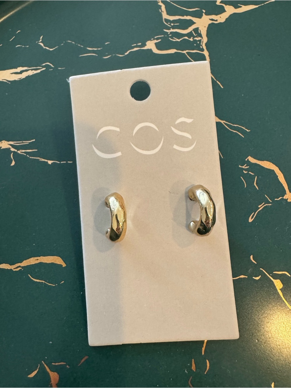 COS Polished Gold Curved Mini Hoop Earrings